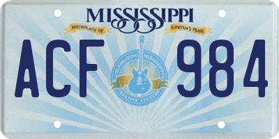 MS license plate ACF984