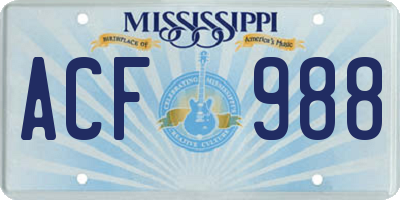 MS license plate ACF988
