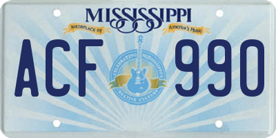 MS license plate ACF990