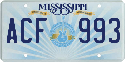 MS license plate ACF993