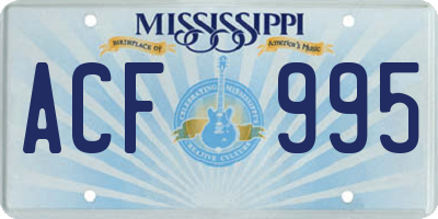 MS license plate ACF995