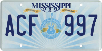 MS license plate ACF997