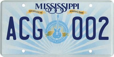 MS license plate ACG002