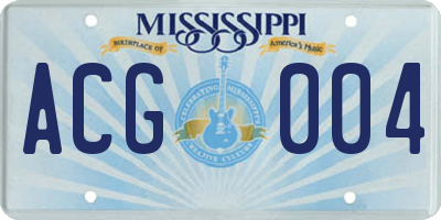 MS license plate ACG004
