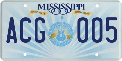 MS license plate ACG005