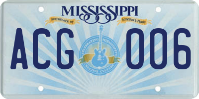 MS license plate ACG006