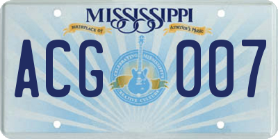 MS license plate ACG007