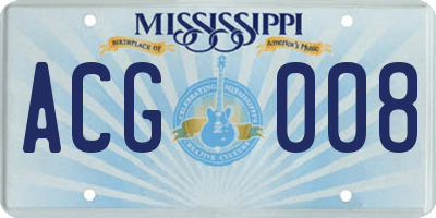 MS license plate ACG008