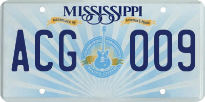MS license plate ACG009