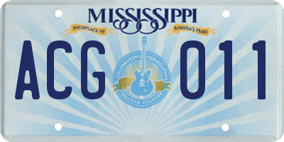 MS license plate ACG011