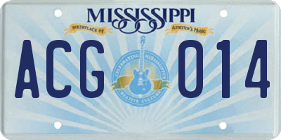 MS license plate ACG014