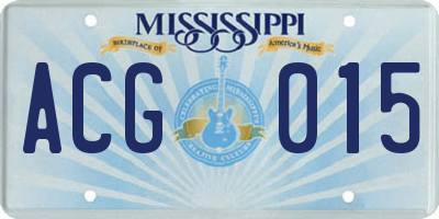 MS license plate ACG015