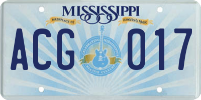 MS license plate ACG017