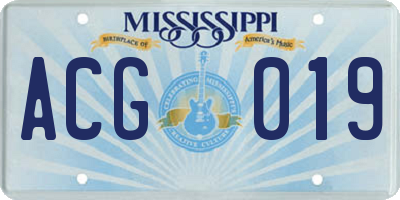 MS license plate ACG019