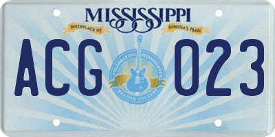 MS license plate ACG023