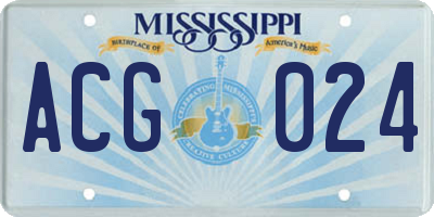 MS license plate ACG024