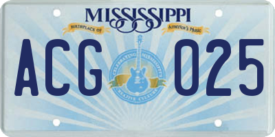 MS license plate ACG025