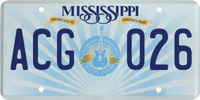 MS license plate ACG026