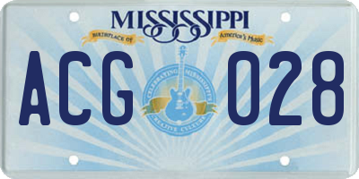 MS license plate ACG028