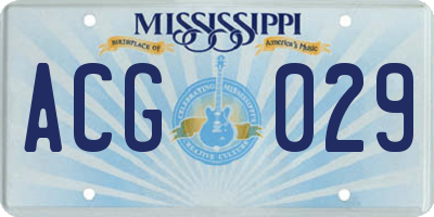 MS license plate ACG029