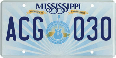 MS license plate ACG030