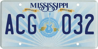 MS license plate ACG032