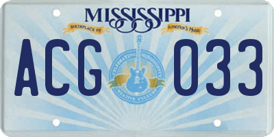 MS license plate ACG033