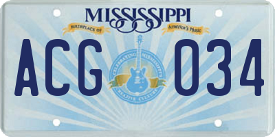 MS license plate ACG034