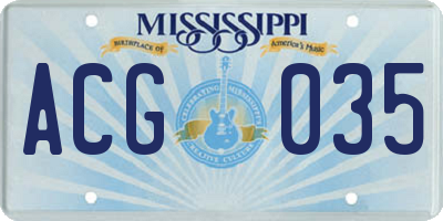 MS license plate ACG035