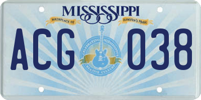 MS license plate ACG038