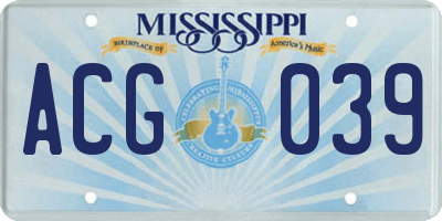 MS license plate ACG039
