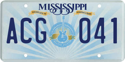 MS license plate ACG041