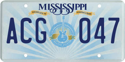 MS license plate ACG047