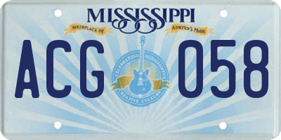 MS license plate ACG058
