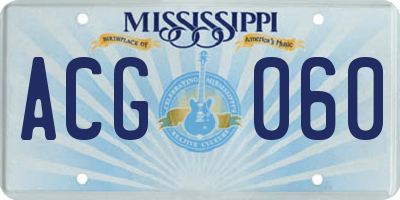 MS license plate ACG060