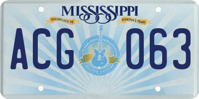 MS license plate ACG063