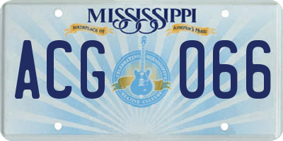 MS license plate ACG066