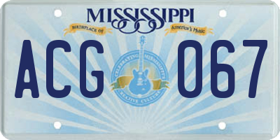 MS license plate ACG067