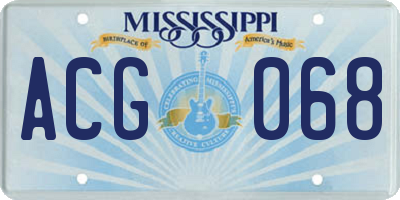 MS license plate ACG068