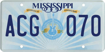 MS license plate ACG070