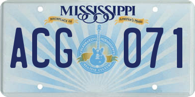 MS license plate ACG071