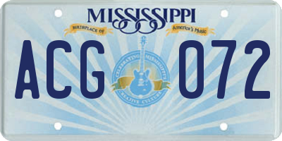 MS license plate ACG072