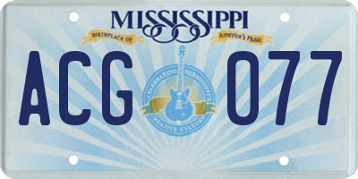 MS license plate ACG077