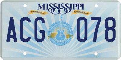 MS license plate ACG078