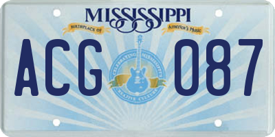 MS license plate ACG087