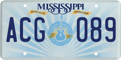 MS license plate ACG089