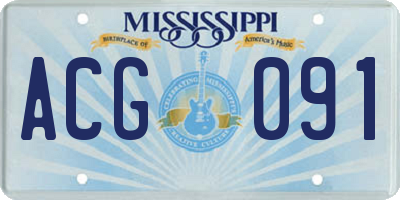 MS license plate ACG091