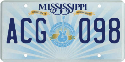 MS license plate ACG098