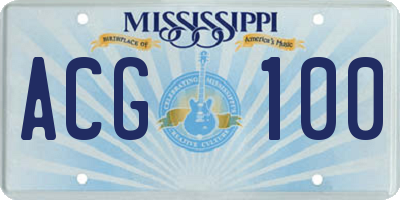 MS license plate ACG100