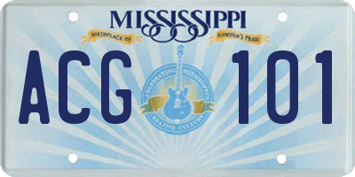MS license plate ACG101